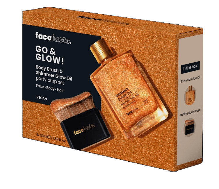 FACE FACTS GO & GLOW BRUSH& SHIMMER GLOW OIL SET