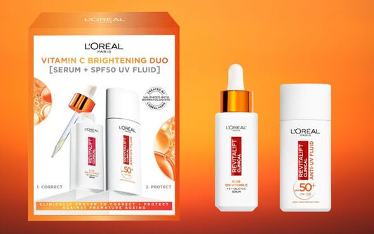 L'ORÉAL PARIS REVITALIFT CLINICAL 12% PURE VITAMIN C SERUM AND SPF 50 UV FLUID DUO