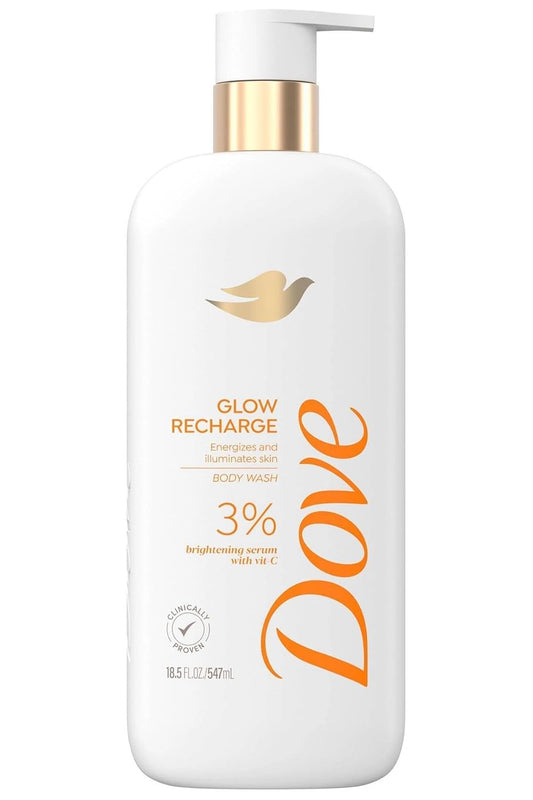 DOVE GLOW RECHARGE 3% BRIGHTENING SERUM WITH VITAMIN C BODY WASH