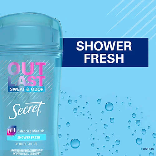 SECRET OUTLAST CLEAR GEL DEODORANT
SHOWER FRESH