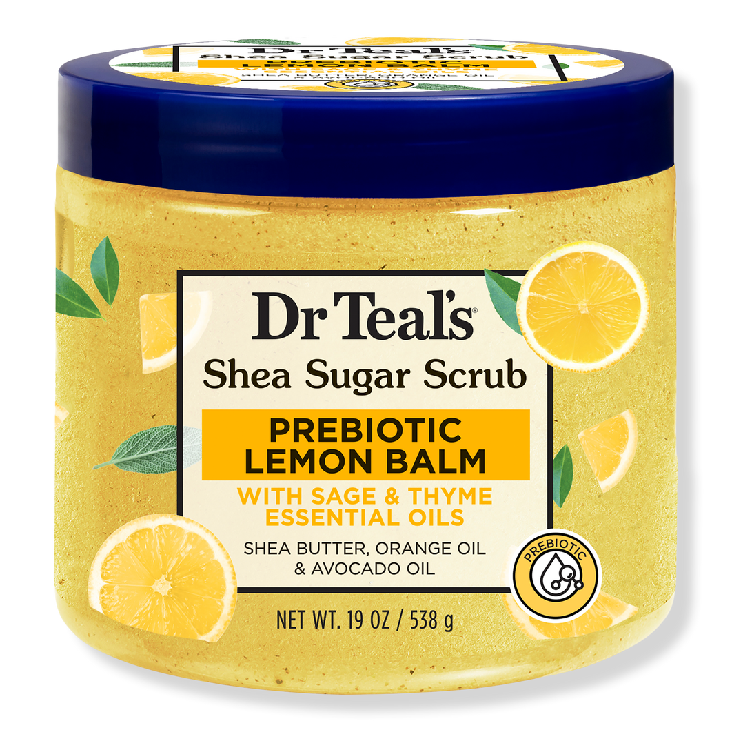 DR TEAL’S SHEA SUGAR BODY SCRUB WITH PREBIOTIC LEMON BALM