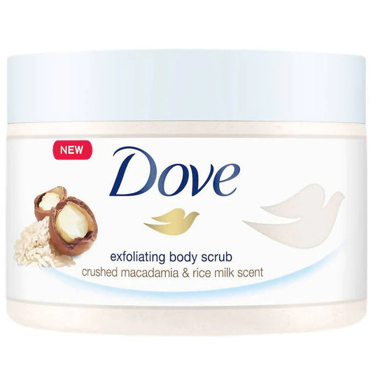 DOVE EXFOLIATING BODY SCRUB(MACADEMIA & RICE MILK)