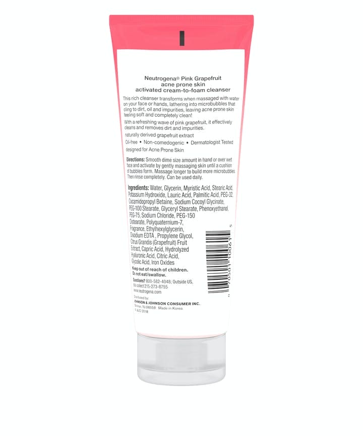 NEUTROGENA PINK GRAPEFRUIT ACTIVATED CREAM-TO-FOAM FACIAL CLEANSER