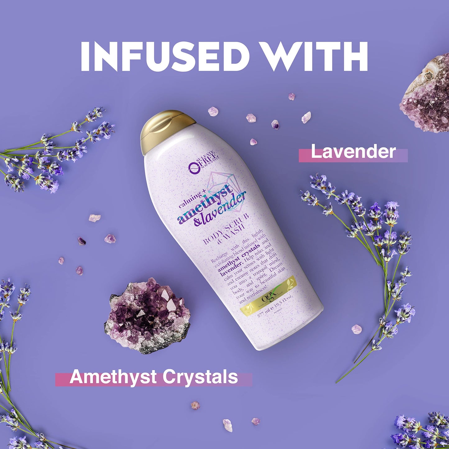 OGX CALMING + AMETHYST AND LAVENDER BODY SCRUB & WASH