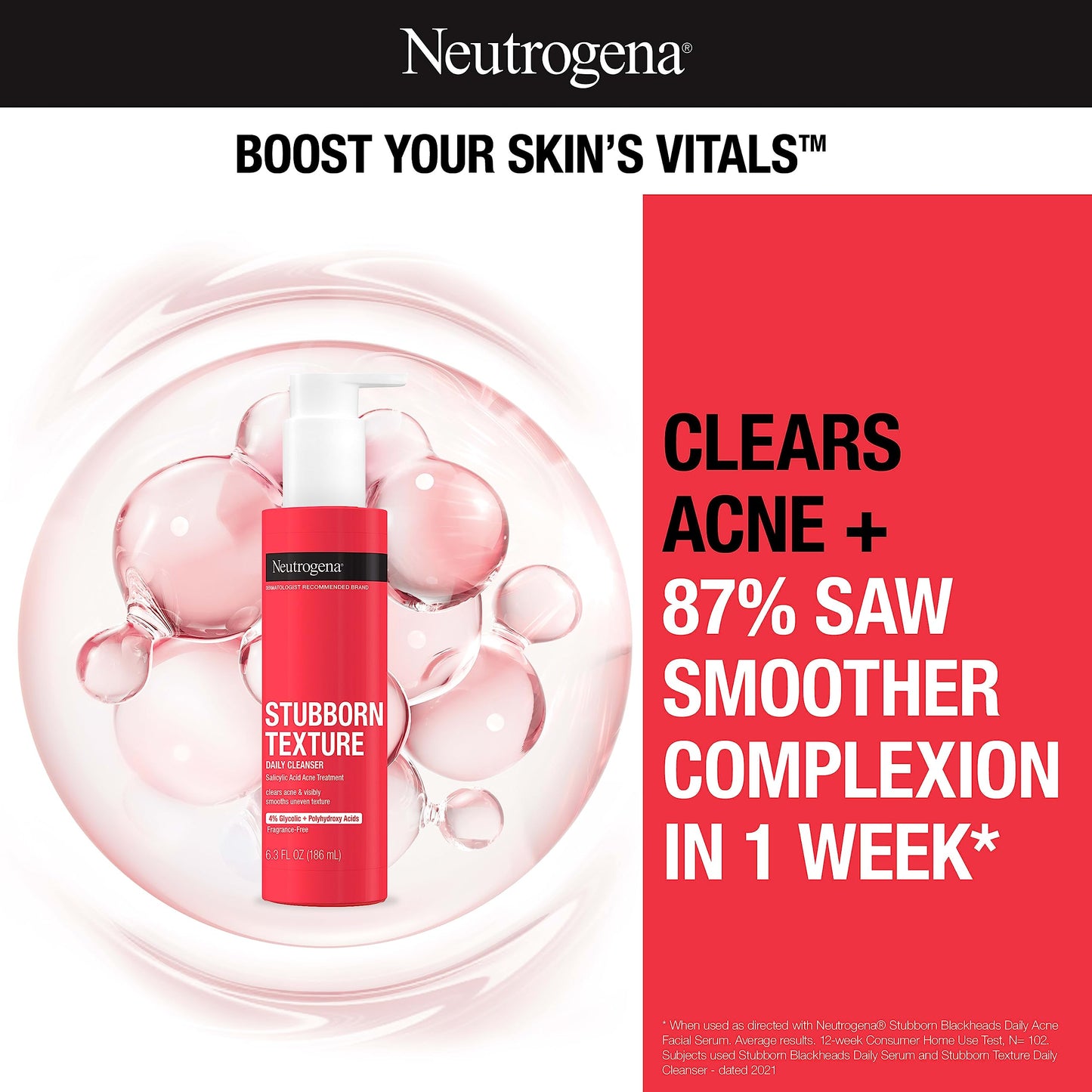 NEUTROGENA STUBBORN TEXTURE DAILY ACNE FACIAL CLEANSER