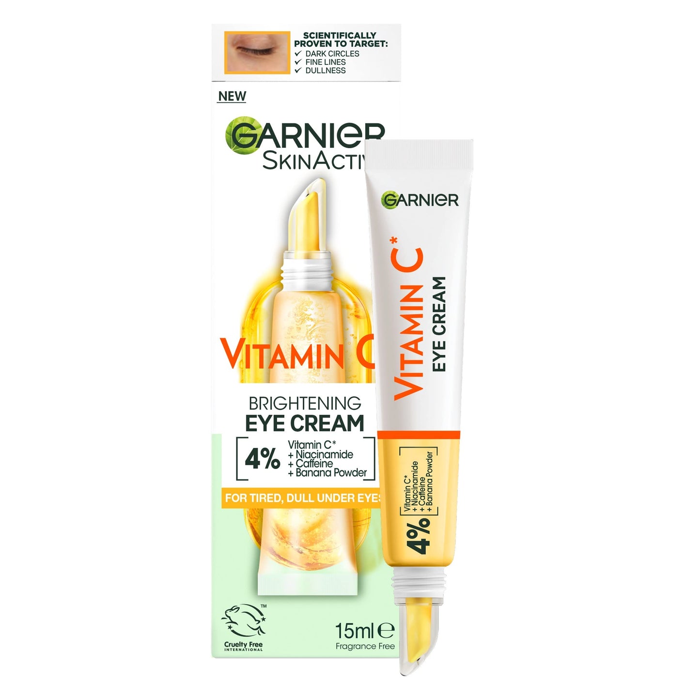 GARNIER EYE CREAM, WITH 4% VITAMIN C, BRIGHTENING EYE TREATMENT